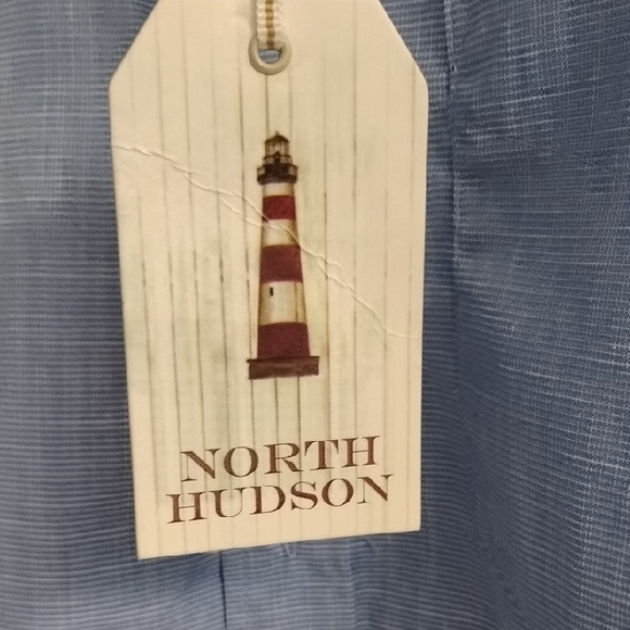 NWT North Hudson Palace Blue Button Down Short Sleeve Shirt Size Small - Picture 3 of 7